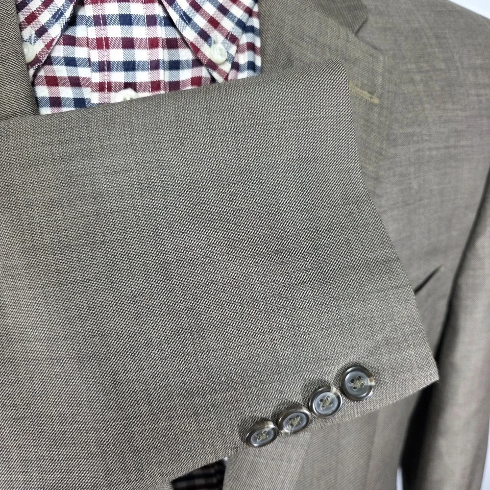 Chaps Men's Sport Coat Blazer‎ Two Button Brown Wool Shark Skin Size 44R